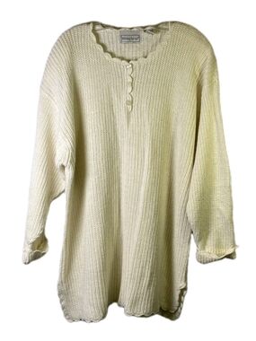 VTG Womens OS Ramie/Cotton Sweater 1980s Shoulder Pads Scallop Fitting Image